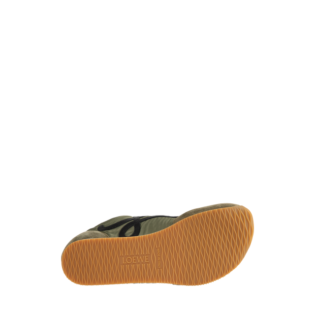 Image 4 of 5 - GREEN - LOEWE Ballet Runner 2.0 in nylon and calfskin featuring an asymmetrical toe shape, a sock-like internal structure, lightweight rubber outsole that extends to the toecap, L monogram at the side, embossed Anagram on the tongue and injected rubber LOEWE on the heel tab. Nylon/calf. Made in Italy.