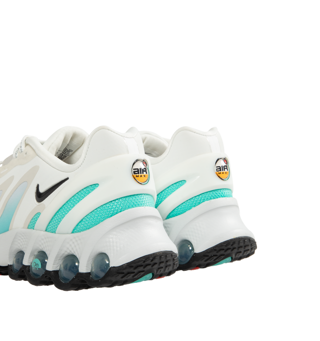 Image 3 of 5 - WHITE - NIKE Air Max Dn8 Sneaker featuring Dynamic Air system with dual-chambered tubes with tuned pressure levels, full-length Dynamic Air system sits directly on top of the rubber outsole, plush foam, sculpted upper is made from lightweight mesh on top and plastic heel clip.