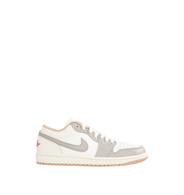 Image 1 of 5 - WHITE - JORDAN Air Jordan 1 Low Sneaker featuring encapsulated Air-Sole unit, genuine leather in the upper and solid rubber outsole.