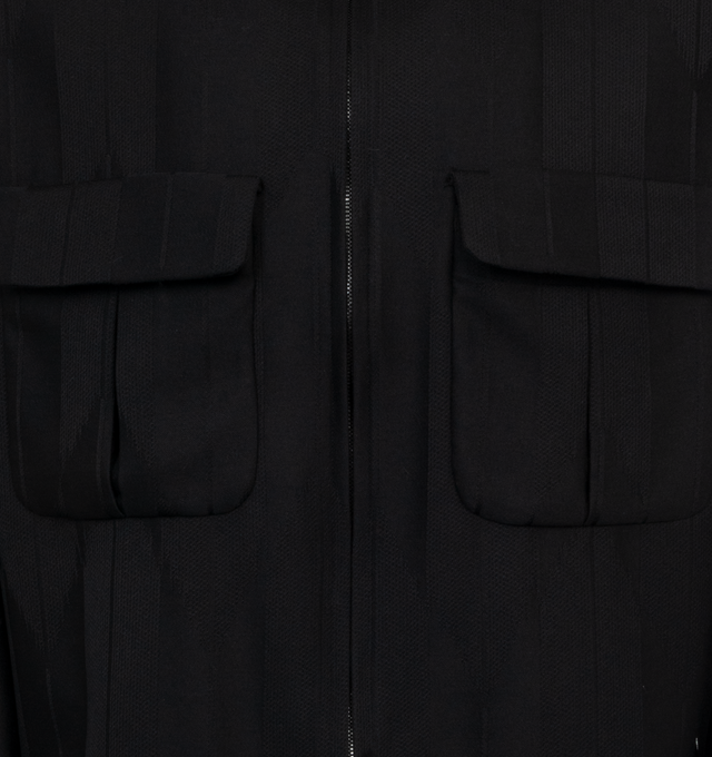Image 3 of 3 - BLACK - NEEDLES Sport Jacket Wool Jacquard featuring two large flap pockets, a double zip, boxy fit and a large collar. 100% wool. Made in Japan. 