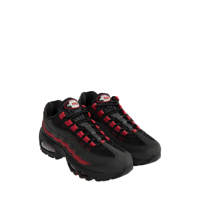 Image 2 of 5 - BLACK - NIKE Air Max 95 OG Sneaker featuring synthetic leather and textiles, visible Max Air cushioning, flex grooves in the midsole and outsole, foam midsole and rubber outsole.