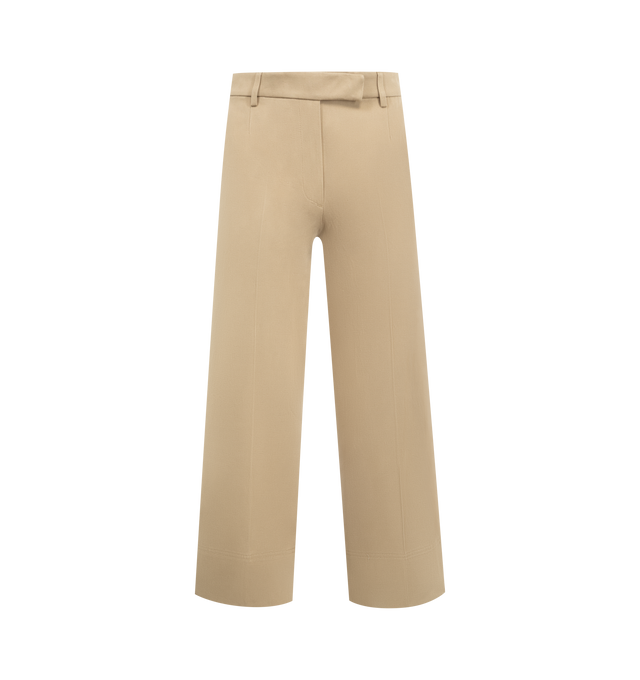 Image 1 of 3 - BROWN - THOM BROWNE Cotton Gabardine Chino featuring tab closure with zip fly, slip hand pockets, buttoned back welt pockets, signature striped grosgrain loop tab and relaxed fit. 100% cotton. Made in Italy.