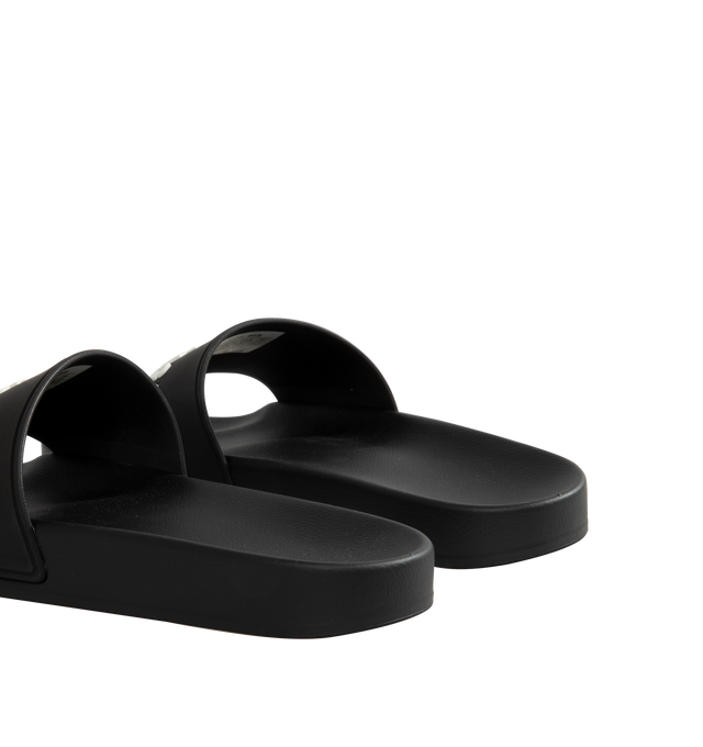 Image 3 of 4 - BLACK - BALENCIAGA rubber pool slides with contrast logotype, molded footbed and rubber sole. Made in Italy.