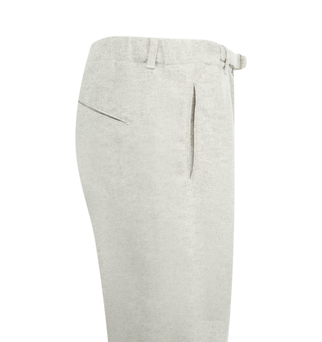 Image 3 of 3 - GREY - POST O'ALLS Post Coach Pants featuring an elastic waistband with a built-in belt, relaxed silhouette and an internal drawcord at the hem. 80% polyester, 10% rayon, 10% acrylic. Made in Japan.