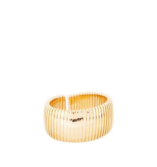 Image 1 of 1 - GOLD - SIDNEY GARBER Ribbed Golden Cuff in 18k yellow gold and approximately 1.4in wide. Hirshleifers offers a range of initial pieces from this collection in-store. For personal consultation and detailed information about jewelry, please contact our dedicated stylist team at personalshopping@hirshleifers.com. This item may be restricted for online purchase to international clients. For assistance purchasing this item please contact our dedicated stylist team at personalshopping@hirshleifers.
