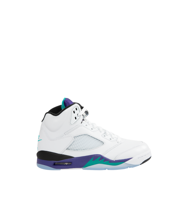 Image 1 of 5 - WHITE - JORDAN Air Jordan 5 Retro Sneaker featuring real and synthetic leather mix with textiles, Nike Air technology, foam midsole and rubber in the outsole.