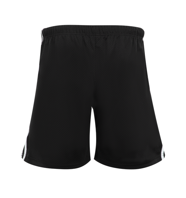 Image 2 of 3 - BLACK - Gallery Dept. Venice court shorts, featuring a refined silhouette that's slightly shorter than our last release, offering a fresh, modern fit without compromising on comfort and performance. Crafted from breathable mesh jersey with a GD ENGLISH logotype at front, balloon fit with an elasticized waistband and inner drawstring, front slip pockets, white striped piping over seams and double lining.Made in Los Angeles, CA. Material: 100% Polyester.