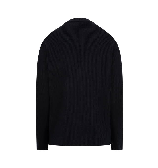 Image 2 of 2 - NAVY - THE ROW Maser Cashmere Rib V-Neck Cardigan featuring a soft cashmere ribbed knit, V neckline, button front, long sleeves and relaxed fit. Cashmere. Made in Italy.