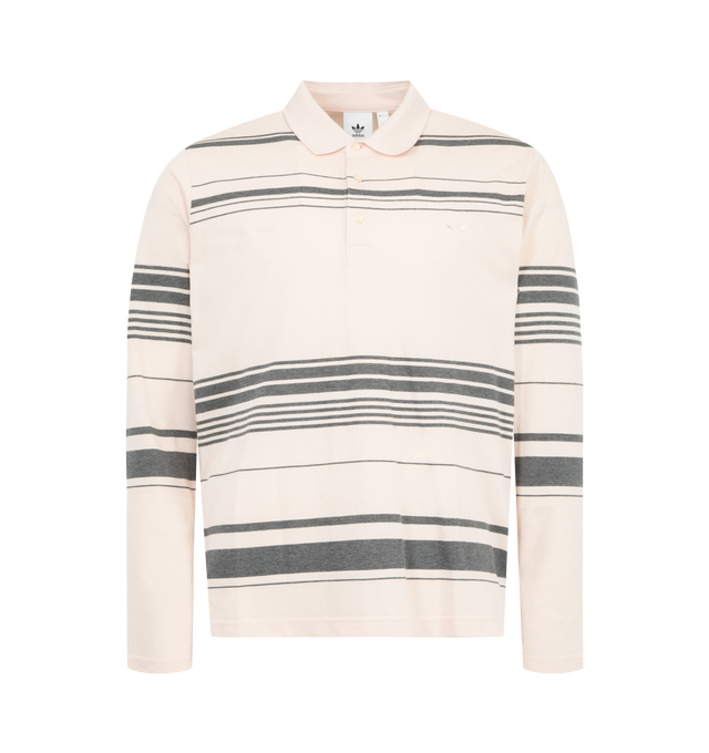 Image 1 of 2 - WHITE - ADIDAS X WALES BONNER Polo Shirt featuring quarter button closure, embroidered logo, lightweight pique fabric and long sleeves. 100% cotton. Made in Thailand.