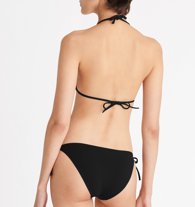 Image 7 of 8 - BLACK - ERES Mouna Sliding Triangle Bikini Top featuring spaghetti straps. 84% Polyamid, 16% Spandex. Made in France. 