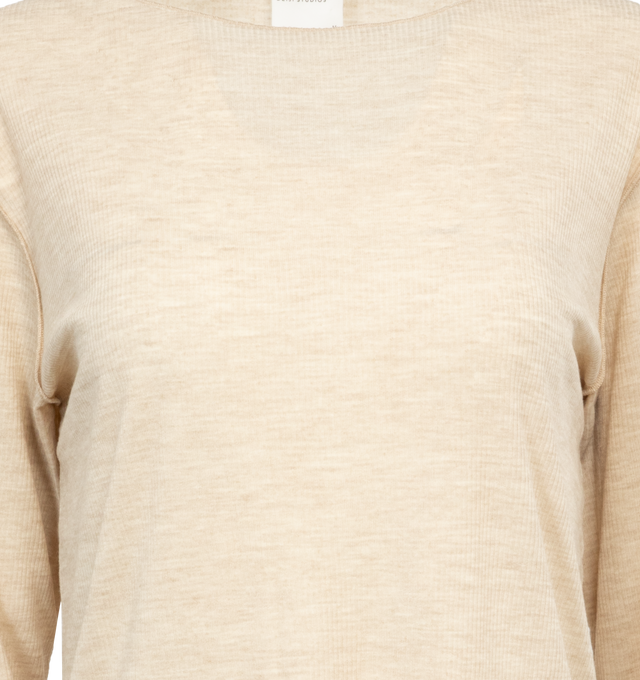 Image 3 of 3 - NEUTRAL - DEIJI STUDIOS Knit Long Sleeve featuring exposed seams and tag, baby locked finishes and a relaxed fit. 85% recycled polyester, 15% ecovero viscose. 