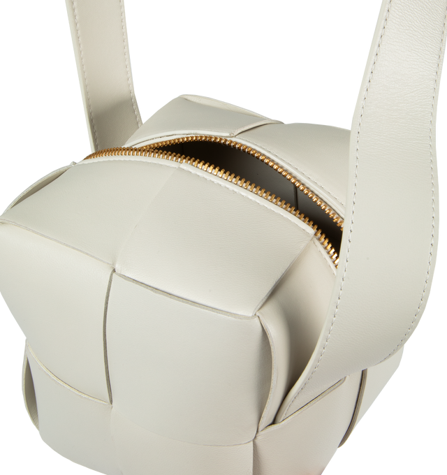 Image 3 of 3 - WHITE - BOTTEGA VENETA Mini Bag featuring crossbody strap and zipper closure. 100% lambskin. Made in Italy. 