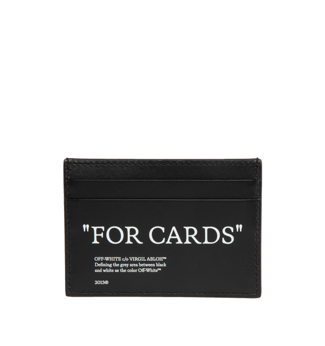 Image 1 of 3 - BLACK - OFF-WHITE Quote Bookish X-Ray Cardholder featuring slogan print to the front and rear, graphic print to the front and card slots. 100% calf leather. 