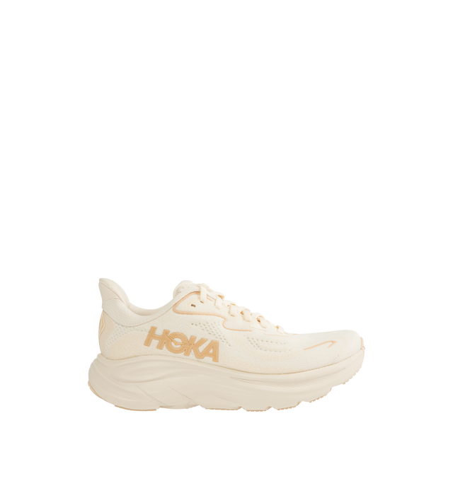 Image 1 of 5 - BLACK - HOKA Clifton 10 Sneaker featuring jacquard knit, reflective upper details, smooth MetaRocker, rearfoot-focused Active Foot Frame, CMEVA midsole, molded EVA sockliner and inherently durable abrasion rubber.