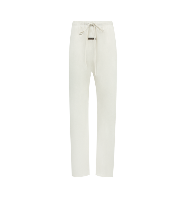 Image 1 of 3 - WHITE - FEAR OF GOD ESSENTIALS Jersey Flare Sweatpant featuring lightweight core jersey, relaxed silhouette that extends into a flared leg, embroidered script Essentials logo on the leg and a Fear of God Essentials label at the center front. 60% cotton, 40% polyester.