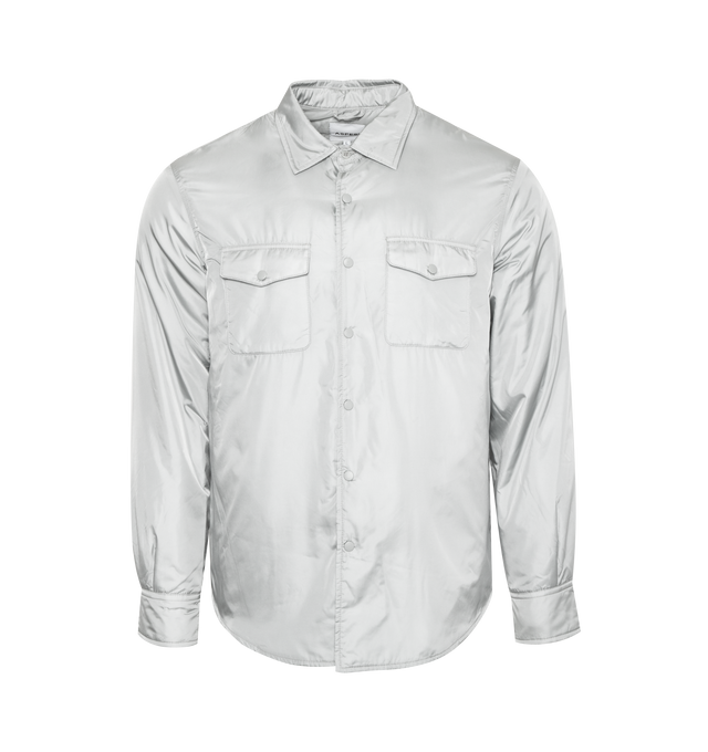 Image 1 of 3 - SILVER - ASPESI Camicia 13 PIU Shirt featuring patch pockets, long sleeves, collar and button up front.  