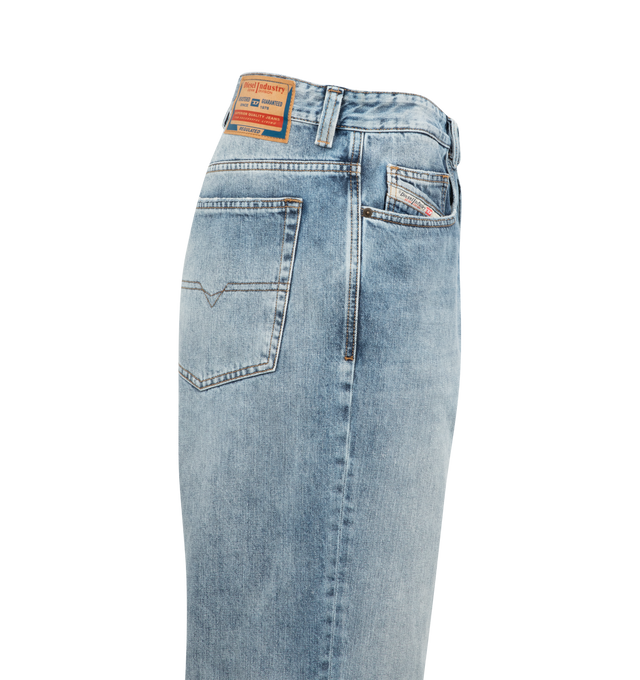 Image 3 of 3 - BLUE - DIESEL 2001 D-Marco L.34 Jeans featuring loose-fitting, straight legs, washed effect, button fastenings, classic five pockets and logo patches on the front and back. 100% cotton. 