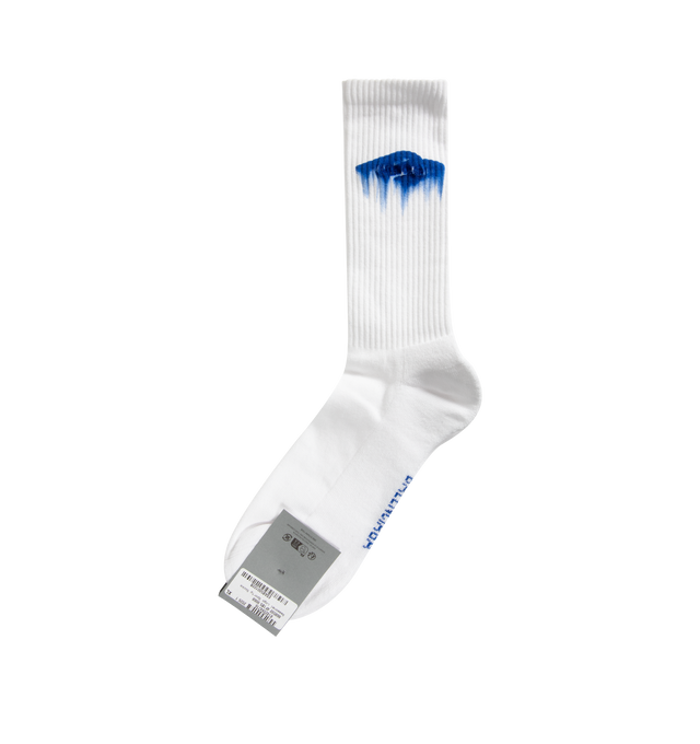 Image 1 of 3 - WHITE - BALENCIAGA Wet Brush Socks featuring cotton blend, high socks, breathable fabric, wet brush artwork on the top of the sock and finishes in ribs. 86% cotton, 13% polyamide, 1% elastane. Made in Portugal.