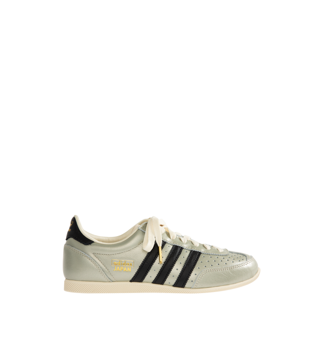 Image 1 of 5 - SILVER - ADIDAS Japan Sneaker featuring metallic leather upper, double-stitched T-toe, regular fit, lace closure, leather upper, synthetic lining and rubber outsole.