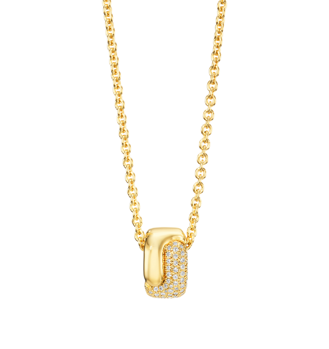 Image 1 of 3 - GOLD - PAMELA ZAMORE Diamond Holos Ring Necklace featuring 18K yellow gold, 13g, 1.7ct diamonds, pendant diameter 18x13 mm, length: 20/22". Hirshleifers offers a range of pieces from this collection in-store. For personal consultation and detailed information about jewelry, please contact our dedicated stylist team at personalshopping@hirshleifers.com. This item may be restricted for online purchase to international clients. For assistance purchasing this item please contact our dedicated st
