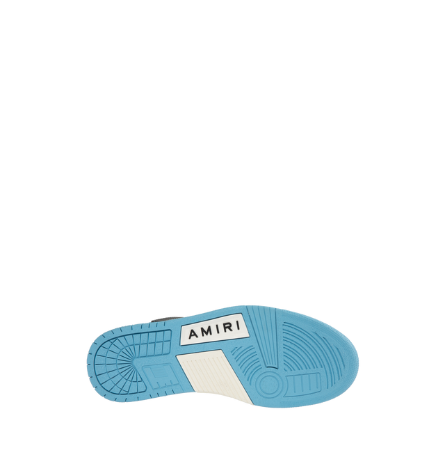 Image 4 of 5 - BLUE - AMIRI Skeltop Low featuring logo at the back, logo on the tongue, logo on the side and closed, round toe. Smooth and pebbled leather upper with rubber sole. 