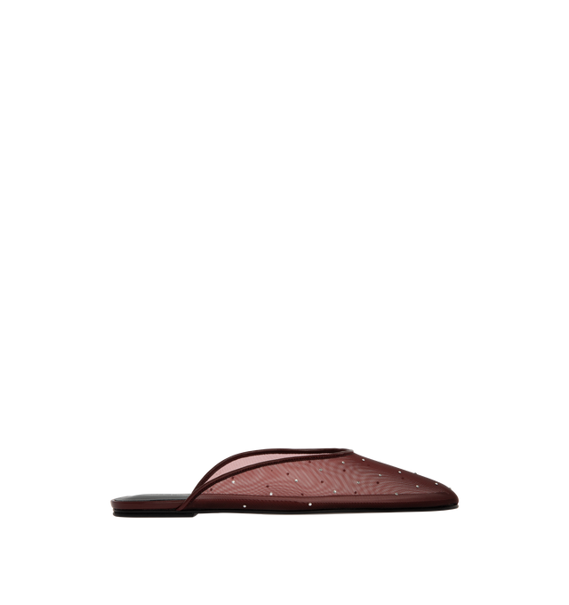 Image 1 of 4 - RED - MAGDA BUTRYM Crystal Mesh Flat Mules featuring a delicate mesh design adorned with crystals. Upper: 100% Pa. Insole, Sole: 100% Calf Leather.