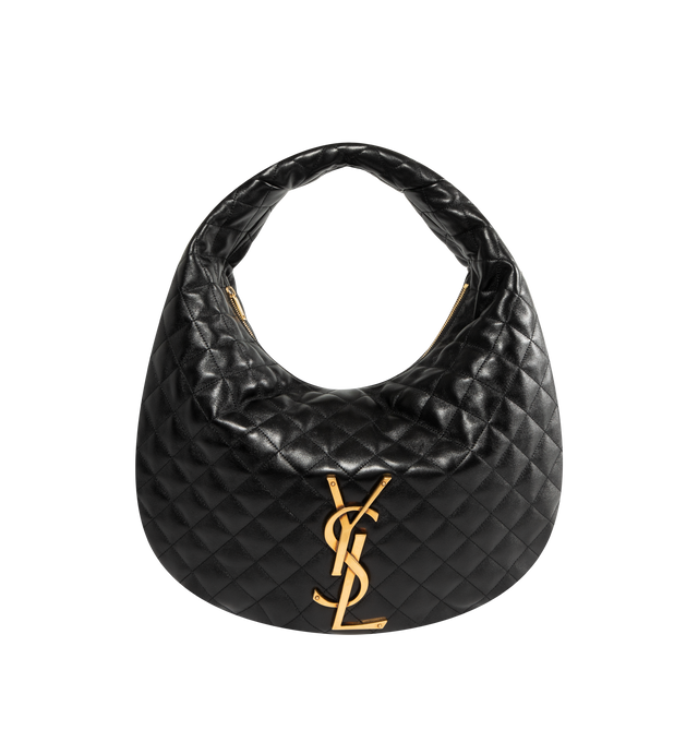 Image 1 of 3 - BLACK - SAINT LAURENT Icare Hobo Bag in quilted nappa featuring diamond-quilted topstitching, leather lining, bronze-tone hardware and zip closure. 18.5" x 11.8" x 0.8/4.7". Lambskin leather. Made in Italy.