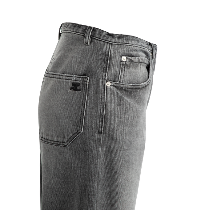 RELAXED BLACK DENIM STRAIGHT PANTS (WOMENS)