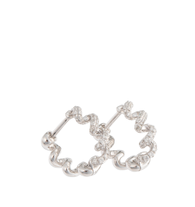 Image 1 of 1 - WHITE - BOOCHIER Diamond Slinkee Huggies 1/2" featuring 18k recycled yellow gold and 1.3 carats white diamonds.  