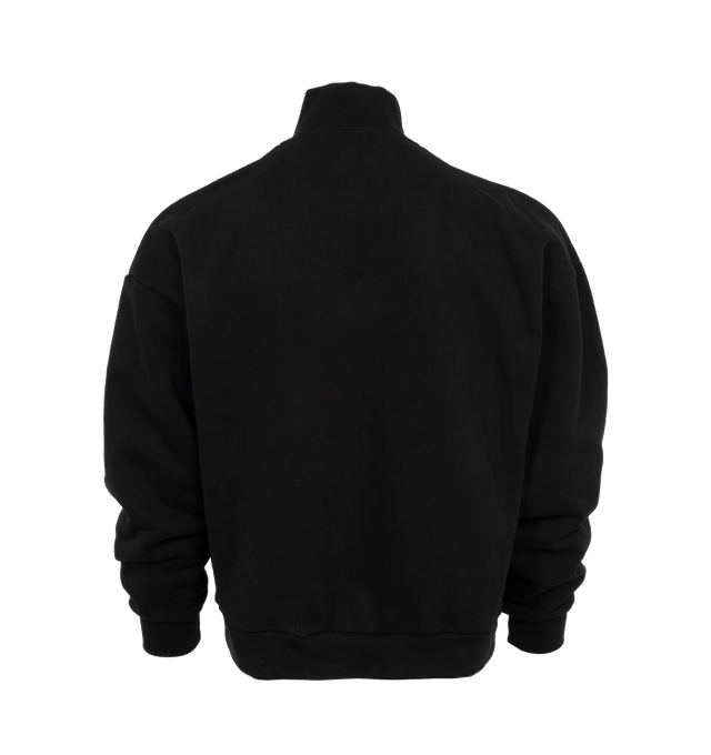 Image 2 of 3 - BLACK - PLEASURES VINCENT QUARTER ZIP featuring boxy fit, vintage style zipper pull and digital print artwork. 100% cotton.  