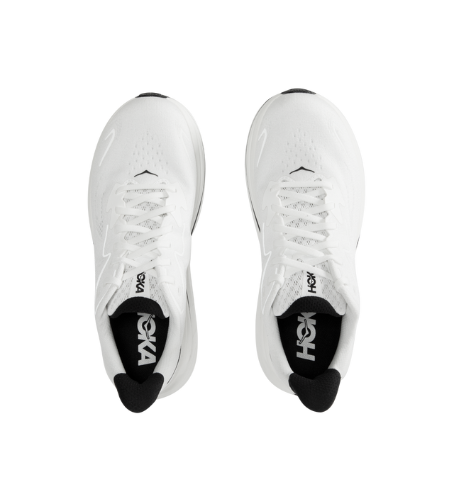 Image 5 of 5 - WHITE - HOKA Clifton 10 Sneaker featuring jacquard knit, reflective upper details, smooth MetaRocker, rearfoot-focused Active Foot Frame, CMEVA midsole, molded EVA sockliner and inherently durable abrasion rubber.