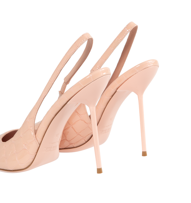 Image 3 of 4 - PINK - PARIS TEXAS Lidia Slingback Pumps featuring croc embossed, slip on, pointed toe and slingback style. 105MM. Leather. Made in Italy.  