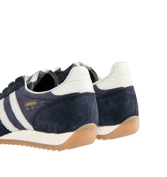 Image 3 of 5 - BLUE - ADIDAS SL 72 Pt Sneaker featuring slender silhouette, low-profile design, a flexible textile upper sits on a cellular rubber heel wedge, non-slip sole and lace closure.