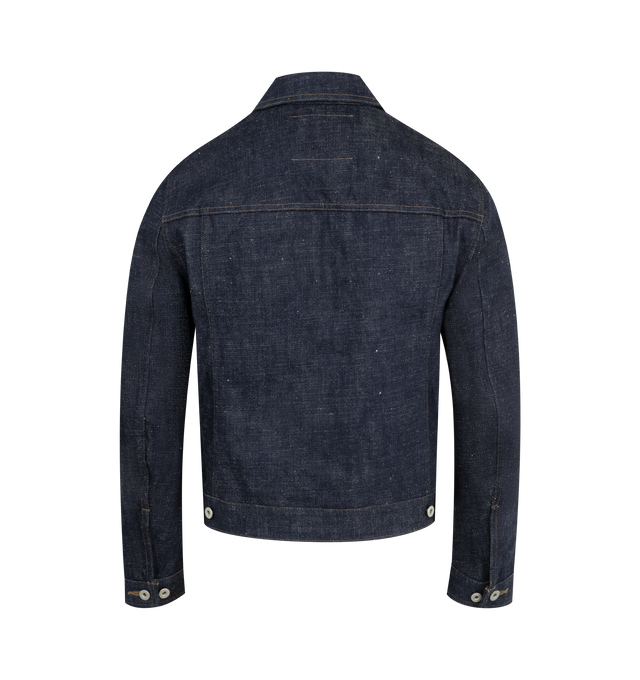 Image 2 of 2 - BLUE - DRKSHDW Trucker Jacket featuring front button closure, classic collar, two chest pockets with flaps and buttons, side seam pockets and long sleeves with button cuffs. 100% cotton.