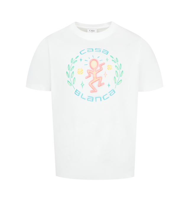 Image 1 of 2 - WHITE - CASABLANCA Dance Joy Organic Cotton Graphic T-Shirt featuring smooth organic-cotton jersey, crewneck, short sleeves and relaxed fit. 100% organic cotton. Made in Portugal.