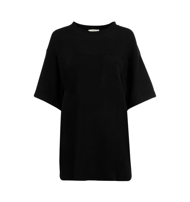 Image 1 of 2 - BLACK - THE ROW Kaddy Top featuring oversized t-shirt in softly brushed fine cotton with square patch pocket and ribbed crewneck. 100% cotton. Made in Italy.