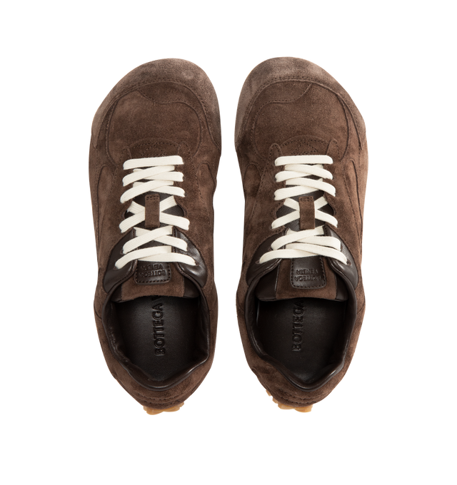 Image 5 of 5 - BROWN - BOTTEGA VENETA Orbit Flash Sneaker featuring low-top, lace-up closure, soft suede upper and rubber sole. Calfskin. Lining: lambskin. Made in Italy.