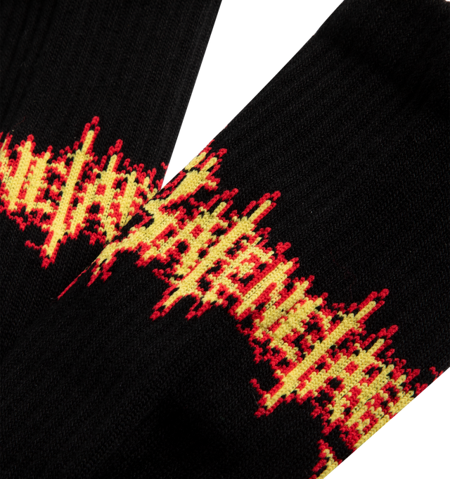 Image 3 of 3 - BLACK - BALENCIAGA Sacr Cur Socks featuring cotton blend, high socks, breathable fabric, Balenciaga Sacr Cur artwork and finishes in ribs. 86% cotton, 13% polyamide, 1% elastane. Made in Portugal.