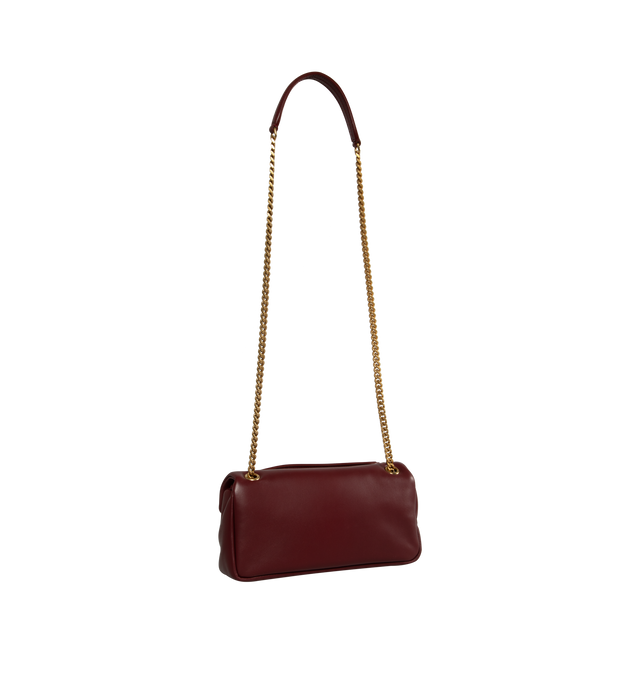 Image 2 of 5 - RED - SAINT LAURENT Calypso padded shoulder bag featuring snap button closure and one zip pocket. Chain drop 9.4". Dimensions: 2.8 x 5.5 x 10.6 inches. 100% leather. Made in Italy.  