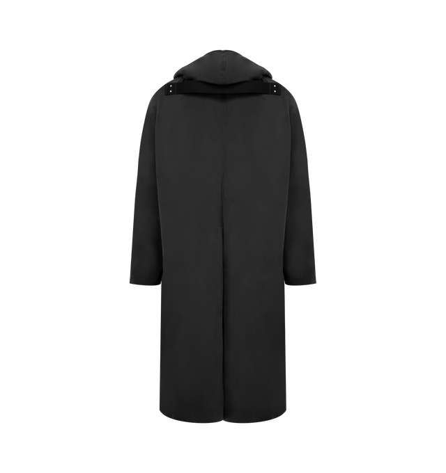 Image 2 of 3 - BLACK - RICK OWENS Gimp Mac Coat featuring below knee length, long loose sleeves, large hood with zip through fastening, silver-tone hardware, fully lined and double internal pockets. 100% new wool. Made in Italy.