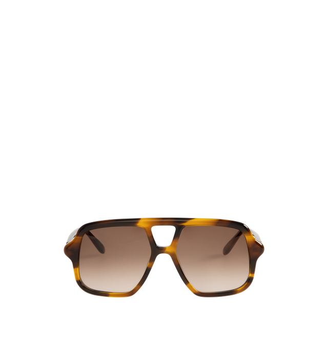 Image 1 of 3 - BROWN - Loewe Aviator-shaped sunglasses in a slim acetate construction featuring universal fit, UVA/UVB protection and metal LOEWE logo. Made in Italy.