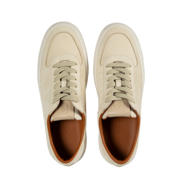 Image 5 of 5 - WHITE - MONCLER Monclub Low Top Sneakers featuring nubuck upper, leather insole, rubber sole and lace closure. Sole height 3 cm. 