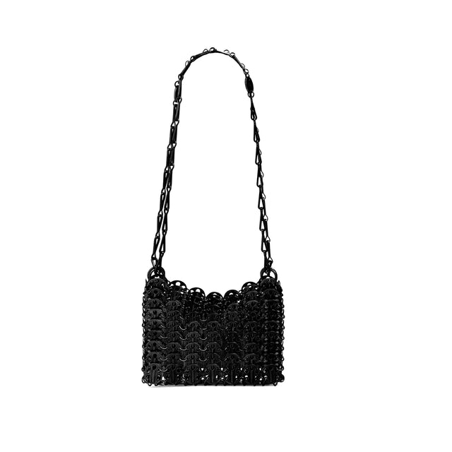 Image 1 of 1 - BLACK - RABANNE 1969 Handbag featuring chain strap, worn on the shoulder, open top and unlined. 6.1"H x 4.5"W x 1"D. 100% steel. 