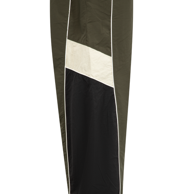 Image 4 of 4 - GREEN - Nahmias Men's Warm Up Pants are crafted from premium performance fabric and feature a relaxed silhouette with an elasticated drawstring waistband, side pockets, and elasticated cuffs for a comfortable athletic-inspired fit. These designer track pants combine everyday functionality with Nahmias' signature luxury streetwear aesthetic, creating a versatile essential for casual wear and coordinated styling. Main Material: Premium Nylon Performance Fabric.