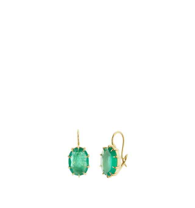 Image 1 of 2 - GREEN - JENNA BLAKE Victorian Oval Emerald Drop Earrings featuring 18K Yellow Gold and Emerald. 4.84 Carats of Emerald. Hirshleifers offers a range of pieces from this collection in-store. For personal consultation and detailed information about jewelry, please contact our dedicated stylist team at personalshopping@hirshleifers.com.This item may be restricted for online purchase to international clients. For assistance purchasing this item please contact our dedicated stylist team at persona