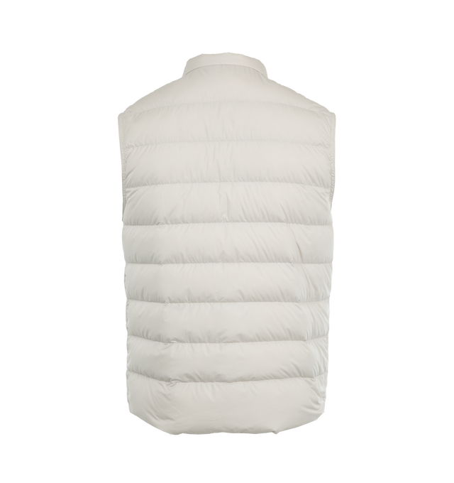 Image 3 of 3 - WHITE - MONCLER Treompan Down Vest featuring lightweight micro chic lining, down-filled, collar with snap button closure, zipper closure, zipped pockets and leather logo. 100% polyester. Padding: 90% down, 10% feather.