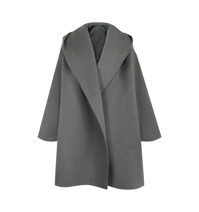 Image 1 of 3 - GREY - Toteme Women's Hoodie Coat is inspired by a hooded sweatshirt, crafted from substantial wool doubl with a generous hood that creates an architectural frame. Material: 100% RWS wool.