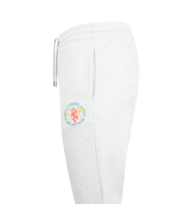 Image 3 of 3 - WHITE - CASABLANCA Dance Joy Pintuck Jogger featuring elasticated waistband with drawstring, two side pockets, single back patch pocket and branding on the front. 100% cotton. Made In Portugal.