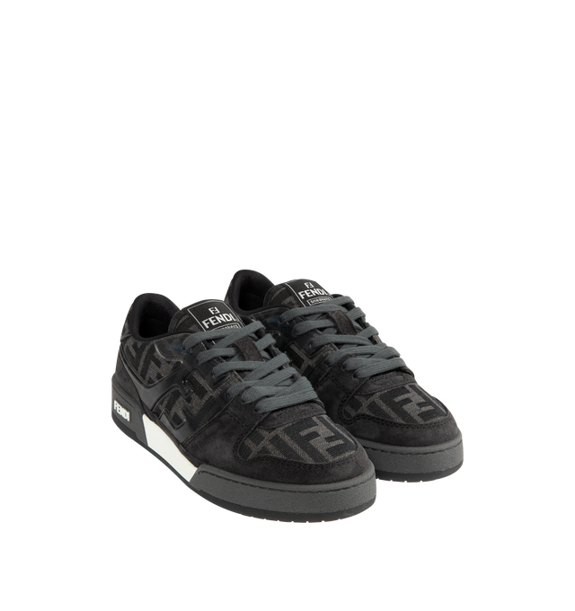 Image 2 of 5 - GREY - FENDI Match Canvas Low-Tops featuring injection-moulded FF appliqu, Fendi lettering on the side and rubber sole. 100% calf leather. Interior: 100% polyester. Made in Italy.