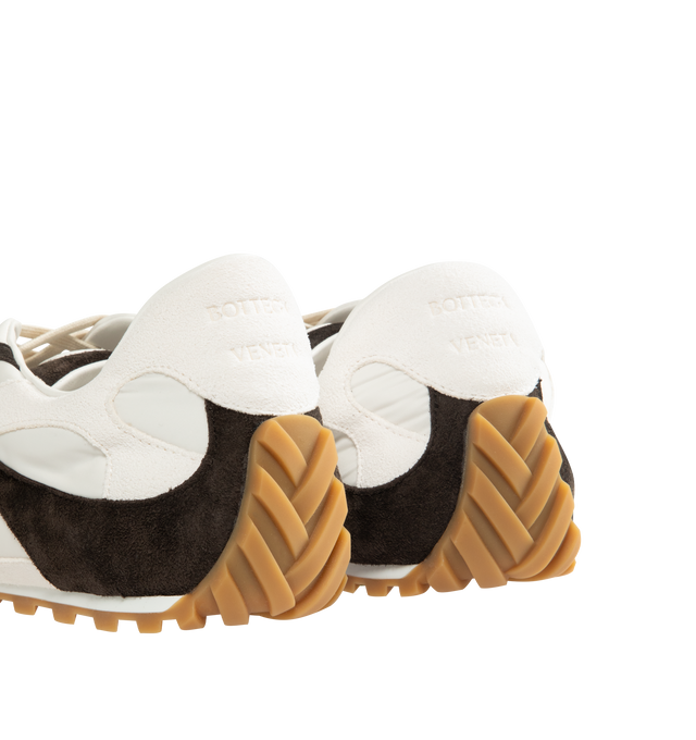 Image 3 of 5 - WHITE - BOTTEGA VENETA Orbit Flash Sneaker featuring low-top lace-up sneaker in soft suede and lightweight nylon. Rubber outsole. Made in Italy.